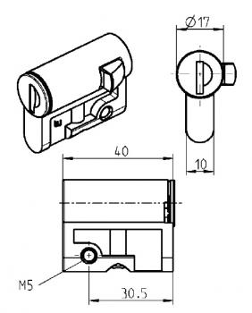 Profile half cylinder with 3mm double bit