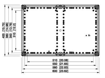 Polycarbonatgehäuse 600x400x132mm glatt mit transparentem Deckel