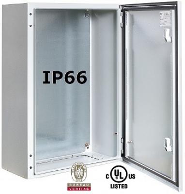 Stahlblech Schaltschrank 800x800x200 mm HBT 1-türig IP66 mit verzinkter Metall-Montageplatte und Erdungsband