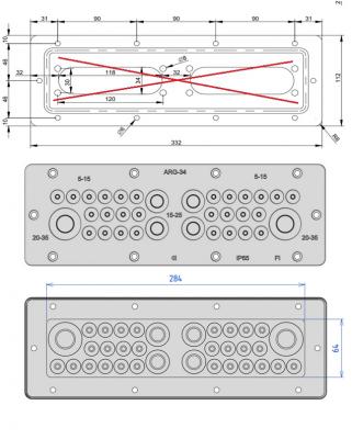 IP65 Kabelflanschplatte Multigate ARG-34