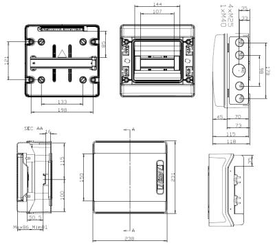 CDN8PT AP Feuchtraum-Verteiler transparent 1x8 Module (TE)