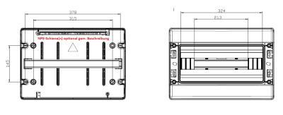 IP65 PC AP outdoor distribution box 18TE 1-row uv-stabilized with TS