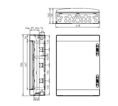 IP65 PC AP outdoor distribution box 54TE 3-row 3x 18TE fuse box uv-stabil