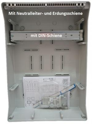 IP65 Wandverteiler leer - 12TE - 1x12 Module mit DIN-Schiene mit Neutralleiter- und Erdungsschienen