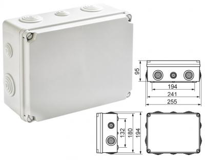 EV231 Kunststoffgehäuse mit Tüllen 241x180x95mm LBH innen - VE 16 Stück