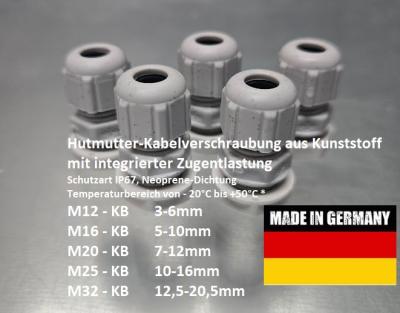 25 KVKU IP65 Kabelverschraubungen metrisch mit Gegenmutter - Made in Germany
