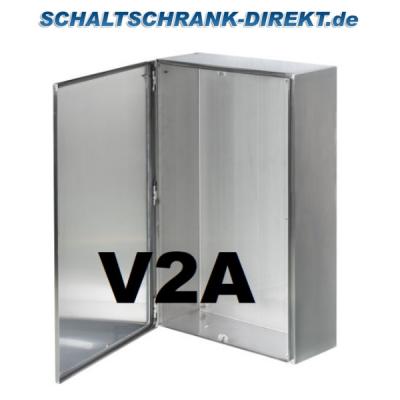 V2A stainless steel terminal box 200x200x135 mm with hinged cover IP66 AISI 304L