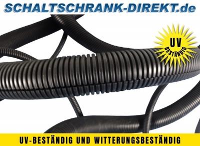 50m Outdoor-Wellrohr NW17 (Ø 16,6 / 21,2 mm) UV-beständig schwarz - geschlitzt