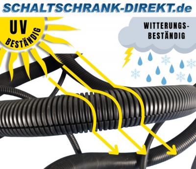 50m outdoor corrugated conduit NW7,5 (Ø 7,1 / 10 mm) UV-resistant black - slotted