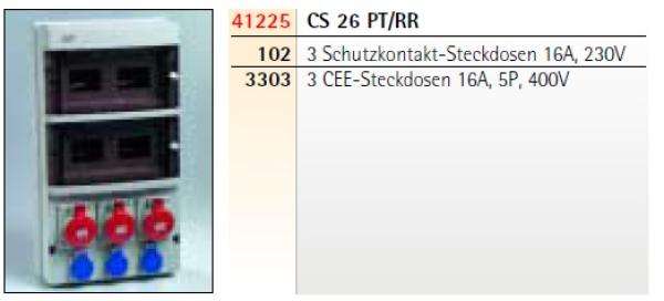 Wall-mounted distribution board with 3x230V 3x 16A  sockets IP44 AVD