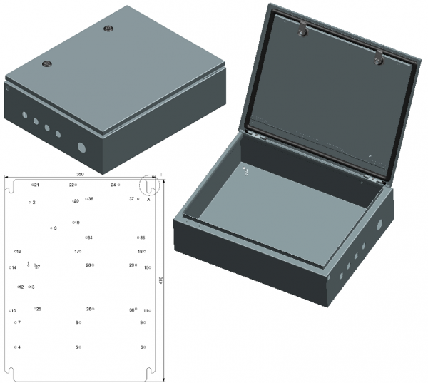 Special housing 500x400x150 mm HBT 1-door with machining