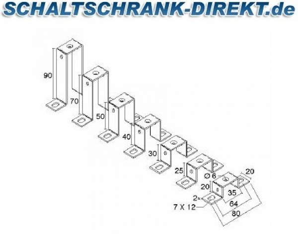 10 pieces 50mm M6 support rail supports galvanized