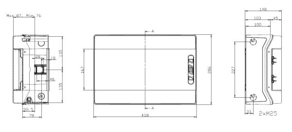 IP65 PC AP outdoor distribution box 18TE 1-row uv-stabilized with TS