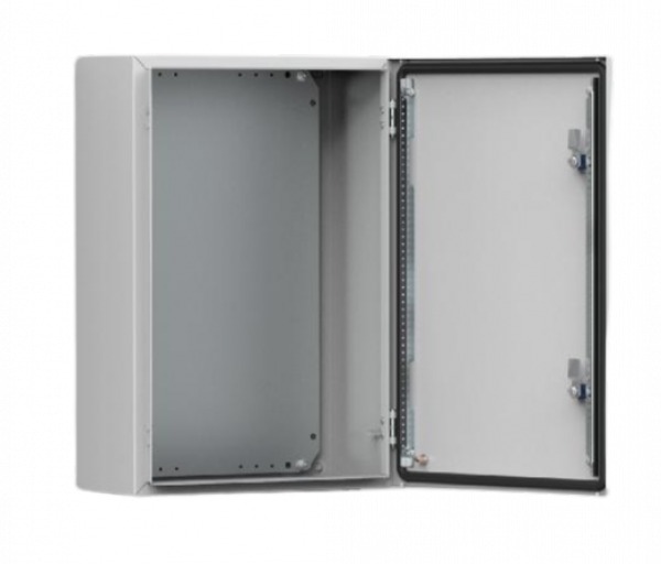 Wall-mounted switch cabinet 300x250x155 mm HBT IP66 1-door sheet steel with galvanized metal mounting plate