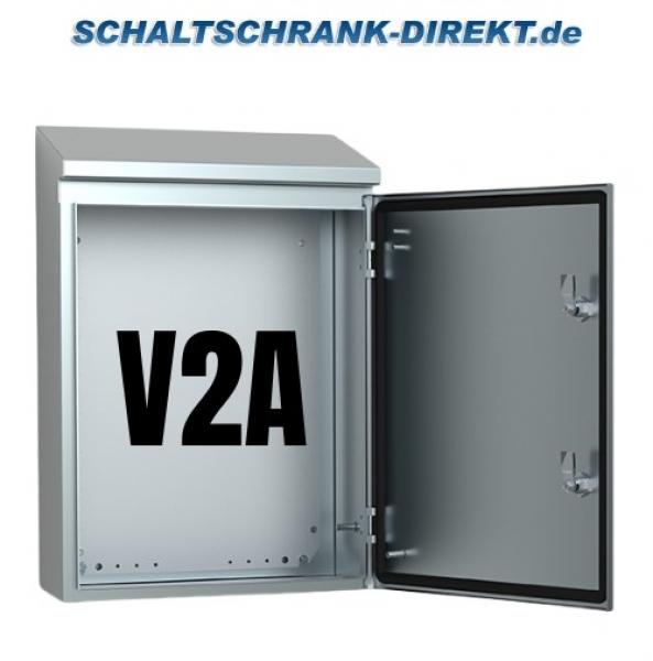 V2A Edelstahlgehäuse 400x400x210mm HBT Schaltschrank mit Schrägdach