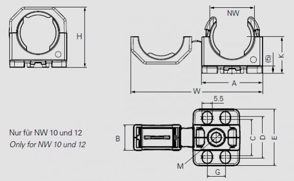 10 COPA-H Wellrohrhalter NW29 FIP schwarz mit Montagesockel