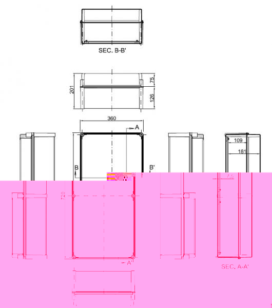 Polyestergehäuse 720x360x201 mm transparent uv-stabil