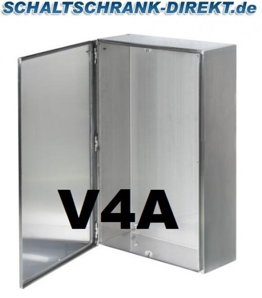 V4A stainless steel terminal box 400x400x135 mm with hinged cover IP66 AISI 316L