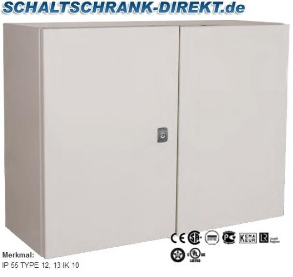 Metall Schaltschrank 1200 x 1200 x 300 mm HBT HBT Stahlblech 2-türig IP55 mit Montageplatte