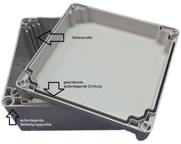 Polycarbonate housing 600x400x185mm smooth with transparent cover