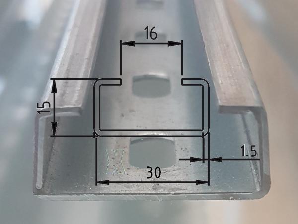 12,5cm C-Profil-Schiene 30x15mm gelocht 125mm