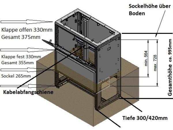 IP55 GFK-Gehäuse 1000x750x300 mm HBT mit Standardtür und Regendach