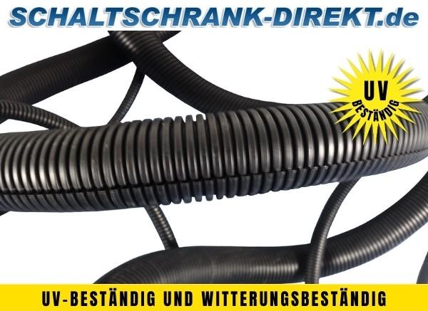 50m Outdoor-Wellrohr NW10 (Ø 9,9 / 13 mm) UV-beständig schwarz - geschlitzt