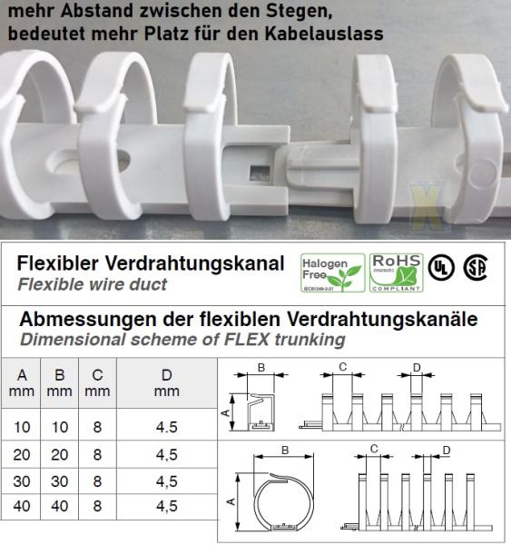 Flex 20 - Verdrahtungskanal 20mm - Länge 50cm