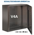 V4A Edelstahlgehäuse 1200x800x400mm HBT 1-türig IP66 AISI 316L